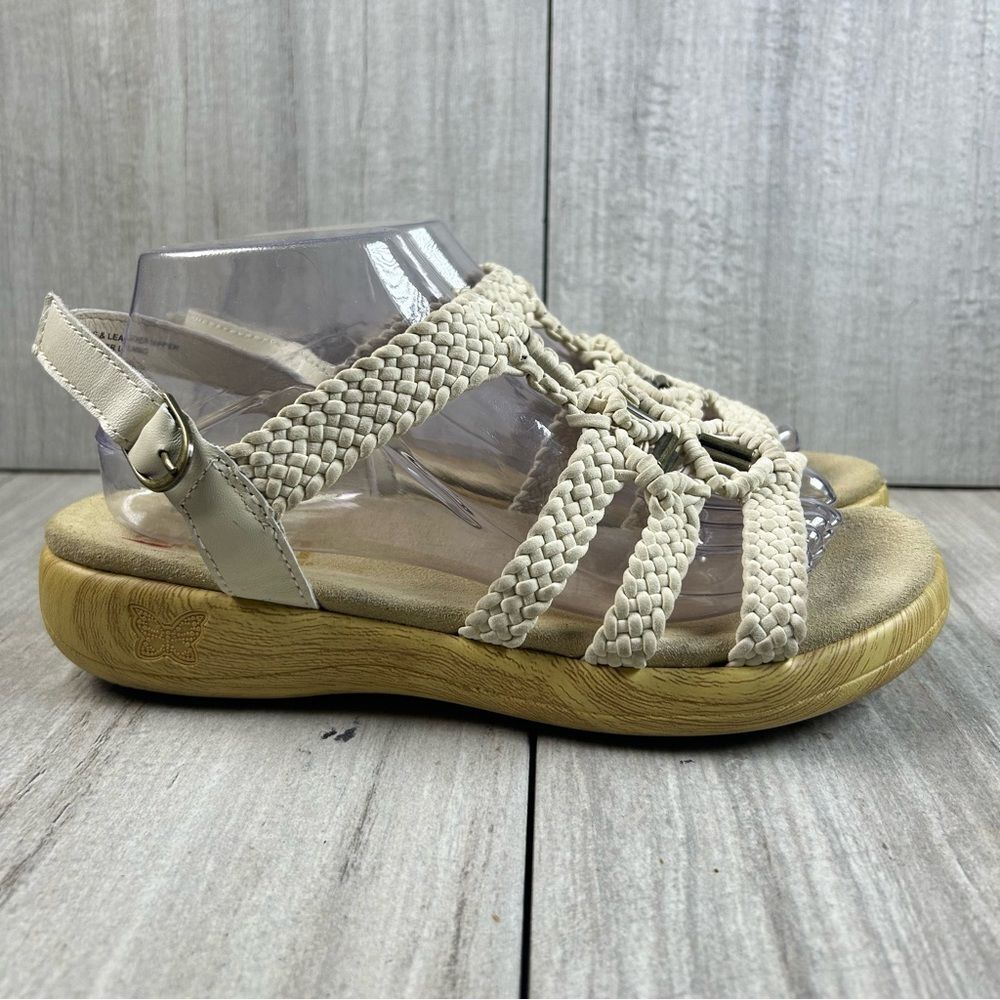 Alegria Jen620 Beige Braided Leather Sandal Strap Hook and Loop Women Size 10 40